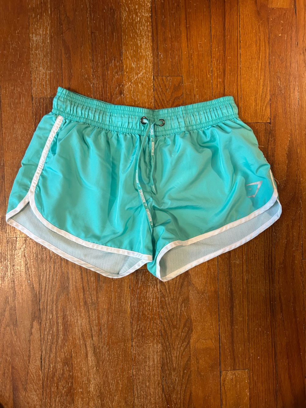 Gymshark Teal Athletic Running Shorts with White Trim